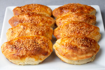 Turkish cuisine; Handmade Cheese Pastry (Turkish name; peynirli pogaca)