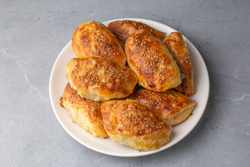 Turkish cuisine; Handmade Cheese Pastry (Turkish name; peynirli pogaca)