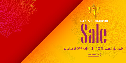 Indian festival Ganesh Chaturthi great sale, offer, discount banner-vector