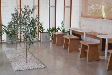 Minimal white style decoration of tea shop