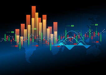 Fototapeta premium Abstract background financial graph trading style financial investment graphic concept