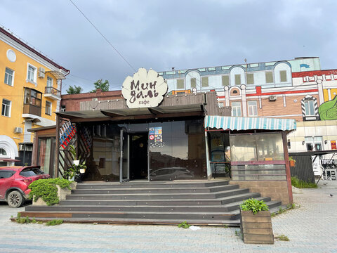 Vladivostok, Russia, July, 30, 2022. Cafe "Almond" (Mindal). Vladivostok, Admiral Fokin Street, house 23D