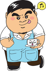Barista male cartoon