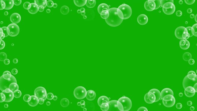 Bubbles frame motion graphics with green screen background
