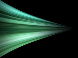 Multicolored stripes ran with great speed. Dawn pattern, light green and dark green stripes, black background abstract.