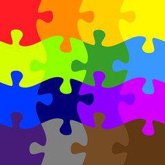 16 multicolor jigsaw puzzle background vector.