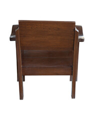 back view of old wooden chair isolated on white with clipping path