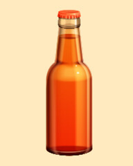 3d brown glass beer bottle mockup