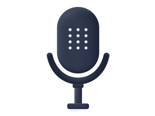 3d Microphone icon. A device for broadcasting sound, audio recording, interviews. Mic for speaker, blogger or podcast recording. Headset for connecting sound and communication. Vector illustration