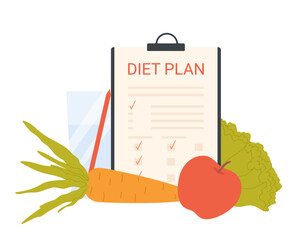 Weight loss diet program. Balanced nutrition, healthy food vector illustration