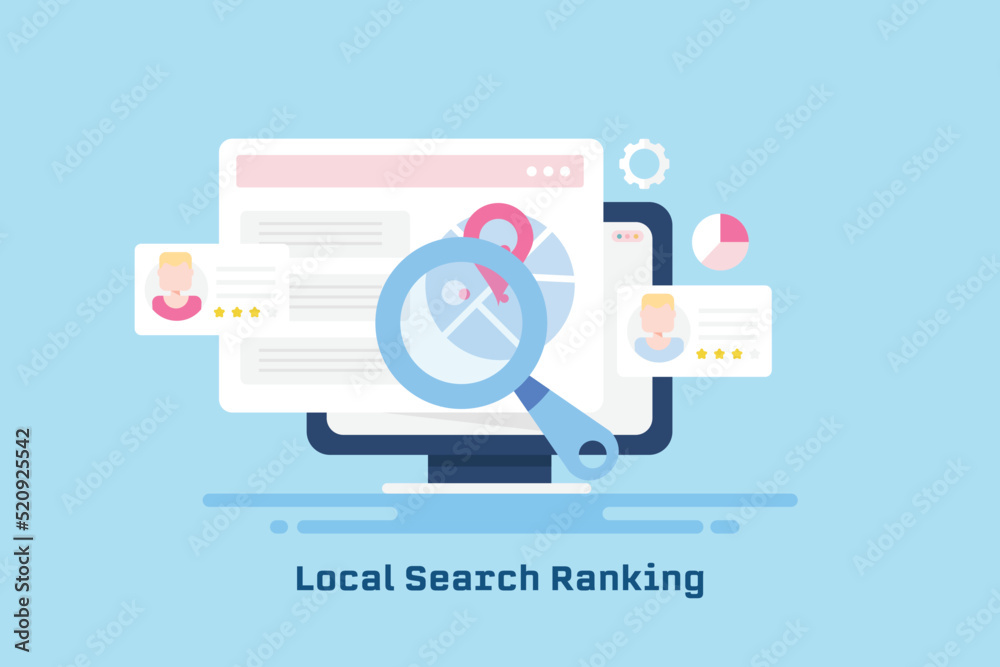 Sticker local seo - business listing on search engine, map point of shop location displaying on website navi
