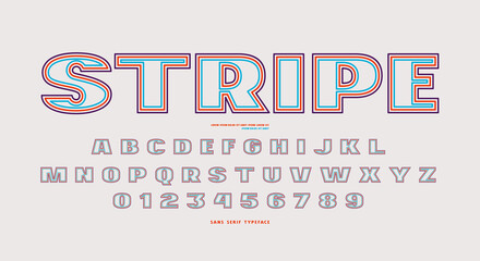 Hollow sans serif font with parallel contours