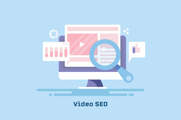 Search engine optimization strategy for video content, sharing video streaming on social media, checking video data insights.