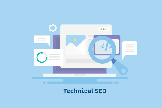 Technical SEO Concept, Website Analysis, Coding And Programming For Search Optimization. 