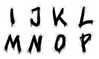 Graffiti spray font alphabet black on white. Sprayed ABC letter drops. isolated on a white background. vector illustration