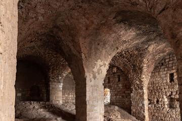 The well-preserved  remains of the Yehiam Crusader fortress at Kibbutz Yehiam, in Galilee, northern Israel