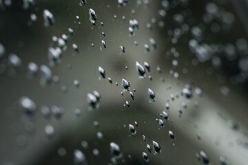 Drops of rain after it stopped falling to cling to the glass.