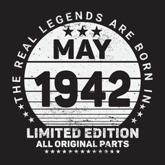 Fototapeta na wymiar The Real Legends Are Born In May 1943, Birthday gifts for women or men, Vintage birthday shirts for wives or husbands, anniversary T-shirts for sisters or brother