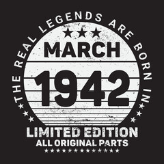 The Real Legends Are Born In March 1943, Birthday gifts for women or men, Vintage birthday shirts for wives or husbands, anniversary T-shirts for sisters or brother