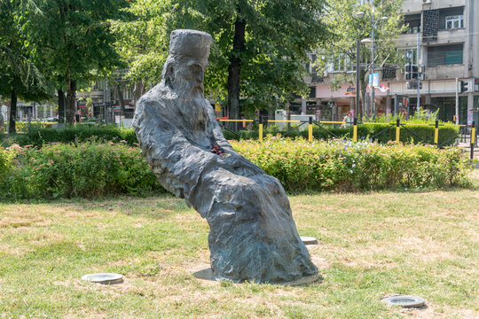 Belgrade, Serbia - June 7, 2022: Monument to Patriarch Pavle.