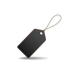 Blank gift box tag or sale shopping label with rope.