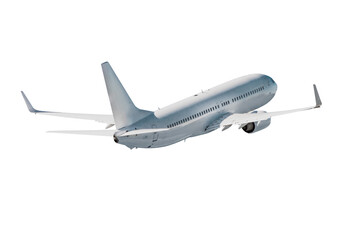 Passenger airliner flying isolated on white background