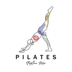 Pilates sitting pose logo icon symbol a calming yoga exercise that moves the whole body