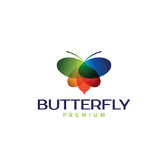 Colorful gradient butterfly logo design