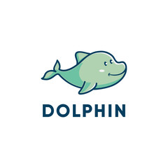 Cute dolphin character mascot logo design