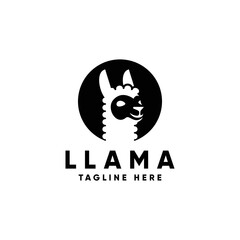 Llama head on circle logo design