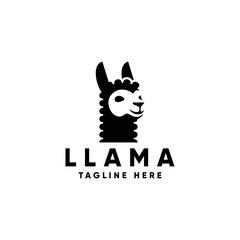 Llama head  black and white logo design
