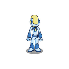 Futuristic robot character mascot logo illustration