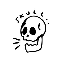 simple skull hand drawn illustration design for tattoo