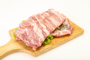 Raw pork ribs for cooking