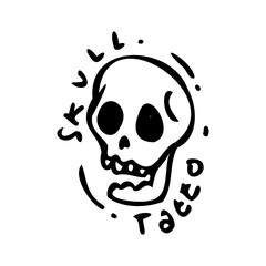 simple skull hand drawn illustration design for tattoo