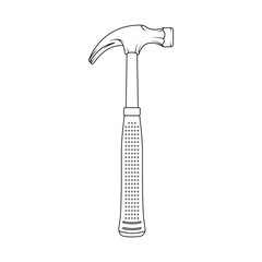 Hammer Outline Icon Illustration on White Background