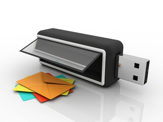 3d rendering Envelope network with pen drive
    
  