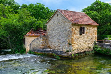 Fototapeta na wymiar Old stone house at Krka National Park