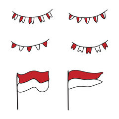 Vector illustration of Hand Draw Sketch, Indonesia Flag for Independence Day