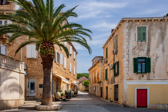 Picturesque side steet on the Island of Brac Croatia