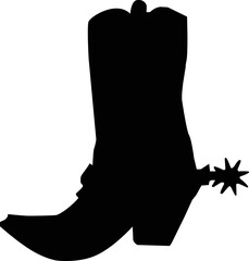 cowboy boot icon on white background. black cowboy boot sign. flat style.