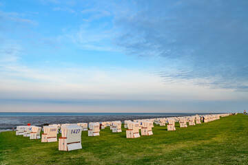 beach baskets at the northern sea in büsum, germany