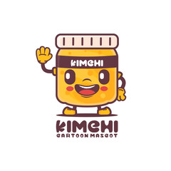 kimchi bottle cartoon mascot. korean traditional food vector illustration