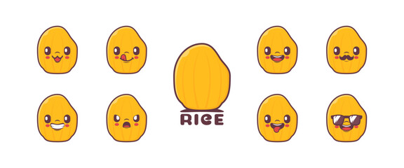 Fototapeta premium rice cartoon. plant seed vector illustration. icon, emoticons, cartoons