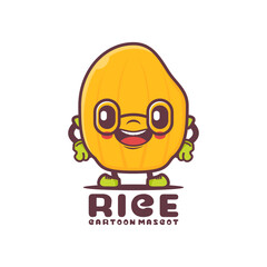 rice cartoon mascot. plant seed vector illustration
