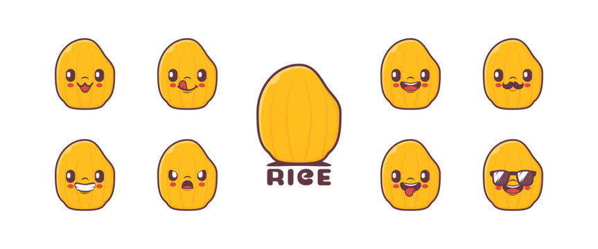 rice cartoon. plant seed vector illustration. icon, emoticons, cartoons