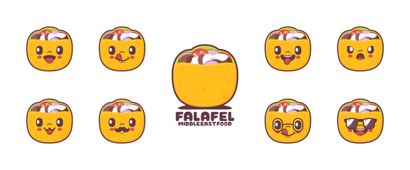 Falafel cartoon. middle eastern food vector illustration. icon, emoticons, cartoons