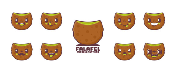Falafel ball cartoon. middle eastern food vector illustration. icon, emoticons, cartoons