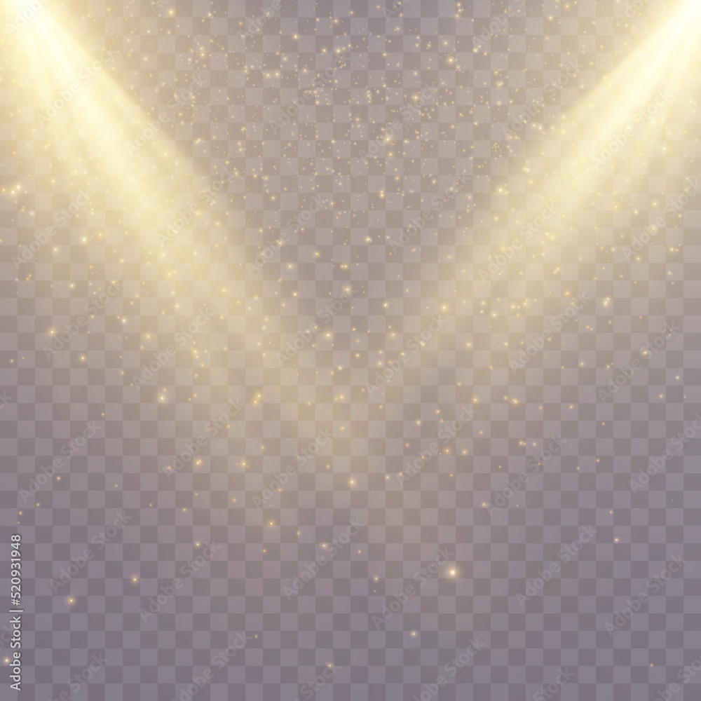 Poster lighting for the stage, transparent effects on a transparent background. bright lighting with spotli