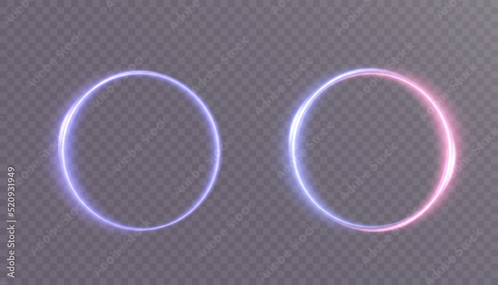 Poster fire-glowing circle frame light swirl light festive neon bright line effect. eps vector